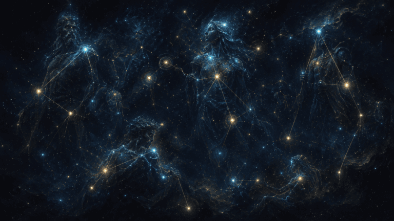 Constellation évoquant les personnages interconnectés de la saga fantasy Les Chroniques Chaotiques